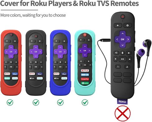 غطاء جهاز تحكم عن بعد من السيليكون لجهاز التحكم عن بعد لتلفزيون Roku، غطاء حافظة من السيليكون متوافق مع معظم أجهزة التحكم عن بعد الصوتية من Roku، غطاء Roku Rmote مقاوم للصدمات وقابل للغسل مع حبل (أرجواني) in Kuwait