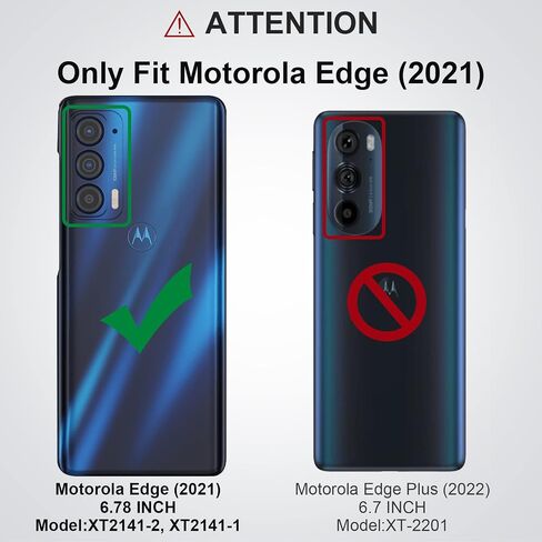NTZW for Motorola Edge 2021 / Motorola Edge 5G UW Case: Heavy Duty Shockproof Protective Phone Case - Anti-slip Textured Hard Cover + Soft Silicone Rubber Bumper, Military Armor Case - Black in Saudi Arabia