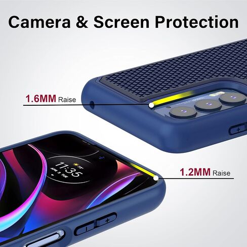 NTZW for Motorola Edge 2021 / Motorola Edge 5G UW Case: Heavy Duty Shockproof Protective Phone Case - Anti-slip Textured Hard Cover + Soft Silicone Rubber Bumper, Military Armor Case - Black in Saudi Arabia