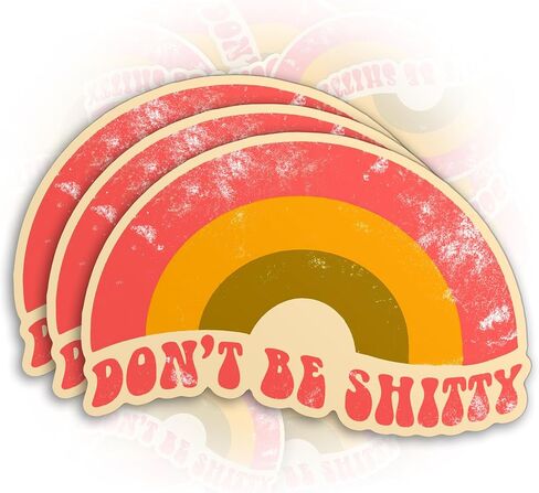 (3Pcs) Don't Be Shitty Rainbow Sticker Funny Quote Retro 3" Vinyl Die-Cut Waterproof Sticker for Hard Hat Laptop Water Bottle Phone Case Car Decal Sticker Gifts 3 Inches in Saudi Arabia