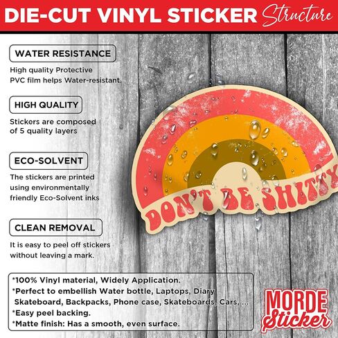(3Pcs) Don't Be Shitty Rainbow Sticker Funny Quote Retro 3" Vinyl Die-Cut Waterproof Sticker for Hard Hat Laptop Water Bottle Phone Case Car Decal Sticker Gifts 3 Inches in Saudi Arabia