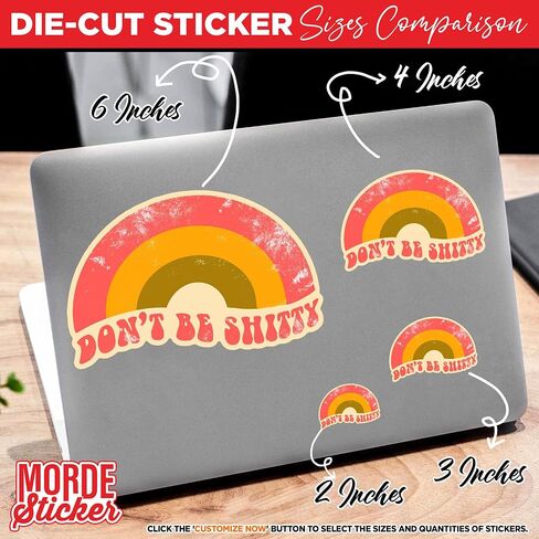 (3Pcs) Don't Be Shitty Rainbow Sticker Funny Quote Retro 3" Vinyl Die-Cut Waterproof Sticker for Hard Hat Laptop Water Bottle Phone Case Car Decal Sticker Gifts 3 Inches in Saudi Arabia