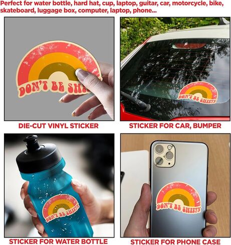 (3Pcs) Don't Be Shitty Rainbow Sticker Funny Quote Retro 3" Vinyl Die-Cut Waterproof Sticker for Hard Hat Laptop Water Bottle Phone Case Car Decal Sticker Gifts 3 Inches in Saudi Arabia