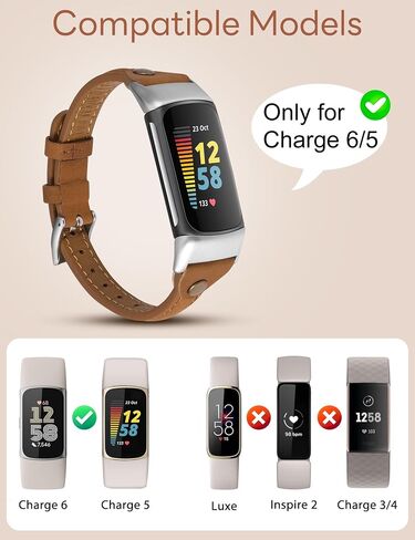 سوار جلدي من Wearlizer متوافق مع Fitbit Charge 5 Bands/Fitbit Charge 6 Bands للنساء والرجال، حزام ساعة جلد نحيف بديل لملحقات سوار المعصم لـ Fitbit Charge 6 5 Band in Kuwait