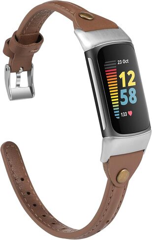 سوار جلدي من Wearlizer متوافق مع Fitbit Charge 5 Bands/Fitbit Charge 6 Bands للنساء والرجال، حزام ساعة جلد نحيف بديل لملحقات سوار المعصم لـ Fitbit Charge 6 5 Band in Kuwait