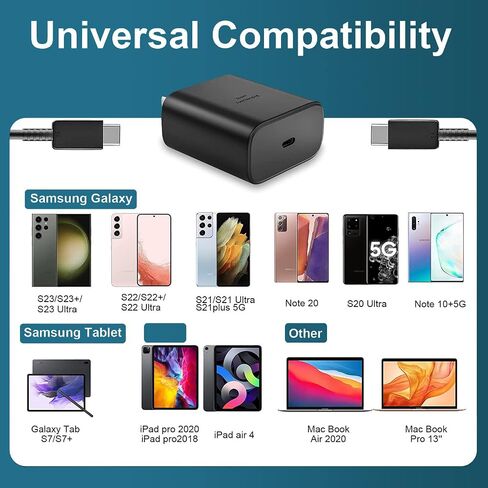 Super Fast Charger Type C, 2 Pack 25W USB C Fast Charger for Samsung Galaxy S22 Ultra/S22/S22+/S23 Ultra/S23/S21 Ultra//Note 20/Note 10/A53 in Saudi Arabia