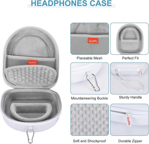 جراب صلب من مادة EVA لهاتف Sony WH-CH510/WH-CH520/JBL Tune 510BT/500BT/ Live400BT سماعات رأس لاسلكية بخاصية الغاء الضوضاء، حقيبة تخزين ممتازة واقية للسفر (أبيض) in Kuwait