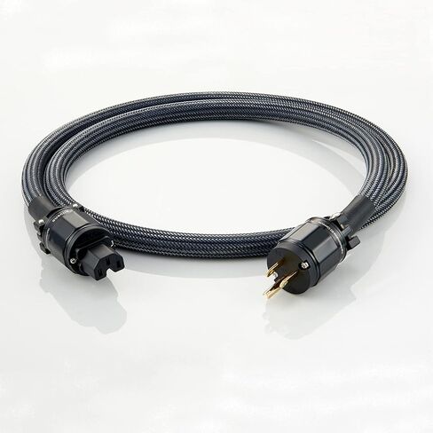 كابل طاقة HiFi سلك طاقة تيار متردد بقابس أمريكي ثلاثي الشق، خط طاقة صوتي 12AWG مع أكمام مضفرة لمرشح الطاقة، القرص الدوار، مكبر الصوت، مشغل الأقراص المضغوطة، قابس أسود، 3.3 قدم/ 1 متر in Kuwait