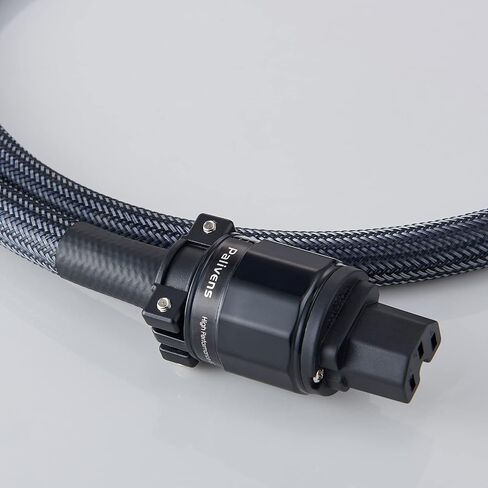 HiFi Power Cable AC Power Cord 3-Prong US Plug, 12AWG Audiophile Power Line with Braided Sleeves for Power Filter, Turntable, Amplifier, CD Player, Black Plug, 3.3FT/ 1m in Saudi Arabia