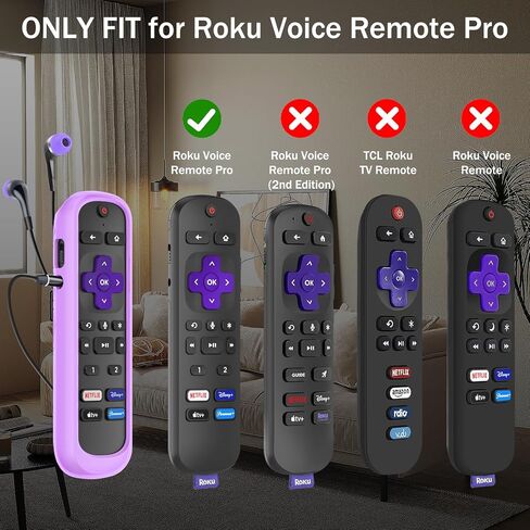 CaseBot Protective Case for Roku Voice Remote Pro, Lightweight Anti Slip Shockproof Silicone Cover for Roku Ultra 2022 Voice Remote Pro, Compatible with Headphone Jack, Black in Saudi Arabia