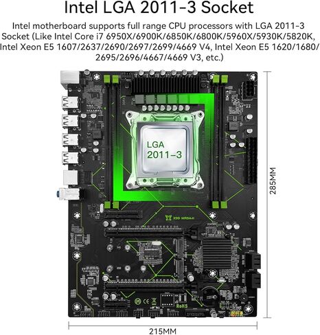 لوحة أم X99 للألعاب لمعالجات Intel Xeon E5 V3/V4 وCore i7، LGA 2011-3، DDR4، PCIe 3.0 جاهزة، Dual M.2، Gigabit LAN، USB 2.0، PS/2، SATA 3 جيجابت/ثانية، ATX، أبيض، MR9A، اللوحة الرئيسية للكمبيوتر in Kuwait