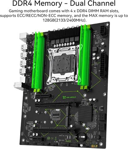 لوحة أم X99 للألعاب لمعالجات Intel Xeon E5 V3/V4 وCore i7، LGA 2011-3، DDR4، PCIe 3.0 جاهزة، Dual M.2، Gigabit LAN، USB 2.0، PS/2، SATA 3 جيجابت/ثانية، ATX، أبيض، MR9A، اللوحة الرئيسية للكمبيوتر in Kuwait
