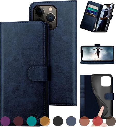 حافظة محفظة من الجلد الطبيعي لهاتف iPhone 14 Pro مقاس 6.1 بوصة 【حجب RFID 】 【4 حامل لبطاقات الائتمان 】 【جلد حقيقي 】 حافظة هاتف قابلة للطي قابلة للطي للنساء والرجال لهاتف Apple 14Pro 5G بني فاتح in Kuwait