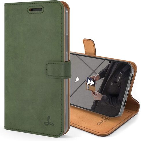 Snakehive iPhone 12 Vintage Wallet || Genuine Leather Wallet Phone Case || Real Leather with Viewing Stand & 3 Card Holder || Flip Folio Cover with Card Slot (Brown) in Saudi Arabia