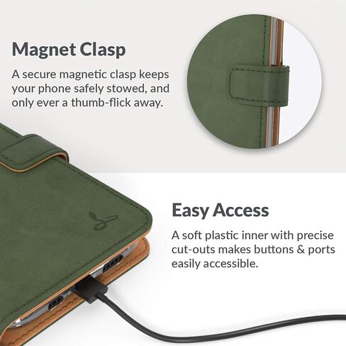Snakehive iPhone 12 Vintage Wallet || Genuine Leather Wallet Phone Case || Real Leather with Viewing Stand & 3 Card Holder || Flip Folio Cover with Card Slot (Brown) in Saudi Arabia