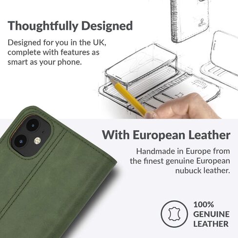 Snakehive iPhone 12 Vintage Wallet || Genuine Leather Wallet Phone Case || Real Leather with Viewing Stand & 3 Card Holder || Flip Folio Cover with Card Slot (Brown) in Saudi Arabia