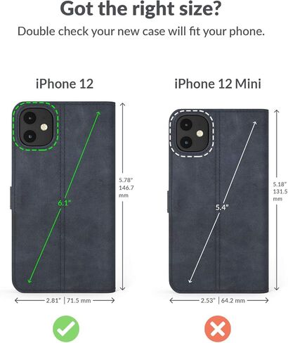 Snakehive iPhone 12 Vintage Wallet || Genuine Leather Wallet Phone Case || Real Leather with Viewing Stand & 3 Card Holder || Flip Folio Cover with Card Slot (Brown) in Kuwait