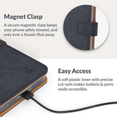 Snakehive iPhone 12 Vintage Wallet || Genuine Leather Wallet Phone Case || Real Leather with Viewing Stand & 3 Card Holder || Flip Folio Cover with Card Slot (Brown) in Kuwait