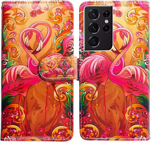 Bcov Galaxy S21 Ultra Case, Black Bird Green Leather Flip Phone Case Wallet Cover with Card Slot Holder Kickstand for Samsung Galaxy S21 Ultra in Saudi Arabia