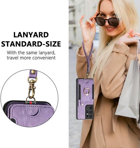 S21 Ultra Case,Card Holder Wallet for Galaxy S21 Ultra Case,Magnetic,Ring Holder Stand,RFID-Blocking,Wrist Strap,Camera Protector,Leather Protective Flip Cover for Samsung S21 Ultra Case (Purple) in Saudi Arabia