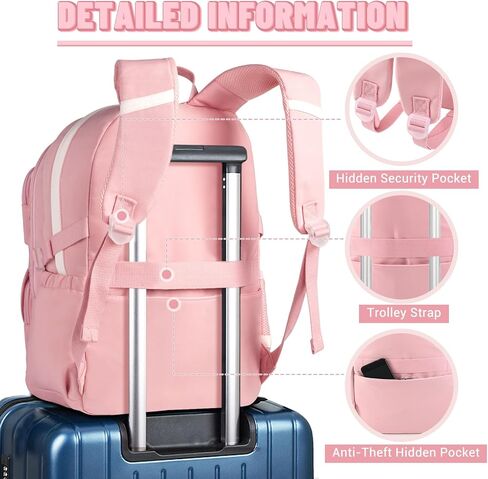 حقائب ظهر مدرسية من SCIONE للفتيات المراهقات - حقائب ظهر للكمبيوتر المحمول باللون الوردي مقاس 15.6 بوصة حقيبة الكتب الابتدائية للكلية المتوسطة وحقائب السفر النهارية للمراهقات والفتيات والطالبات in Kuwait