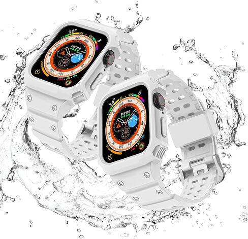 Band with Bumper Case Compatible for Apple Watch 45mm 44mm 42mm 41mm 40mm 38mm,Rugged Strap for iWatch Series 9 8 7 6 5 4 3 2 1 SE,Men Women Sport Protective Case Shockproof Wristband in Saudi Arabia