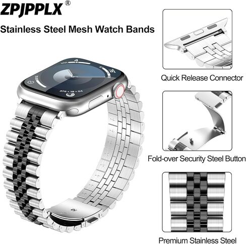 سوار ساعة ابل المتوافق 49 ملم 45 ملم 44 ملم 42 ملم 41 ملم 40 ملم 38 ملم، سوار iWatch شبكي معدني من الفولاذ المقاوم للصدأ لسلسلة ساعات ابل 9/8/7/6/5/4/3/2/1/SE/SE2 in Kuwait