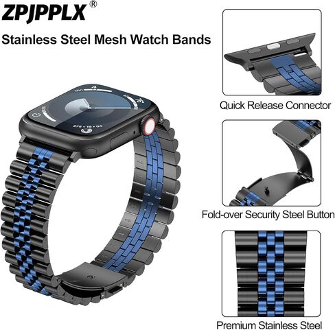 سوار ساعة ابل المتوافق 49 ملم 45 ملم 44 ملم 42 ملم 41 ملم 40 ملم 38 ملم، سوار iWatch شبكي معدني من الفولاذ المقاوم للصدأ لسلسلة ساعات ابل 9/8/7/6/5/4/3/2/1/SE/SE2 in Kuwait