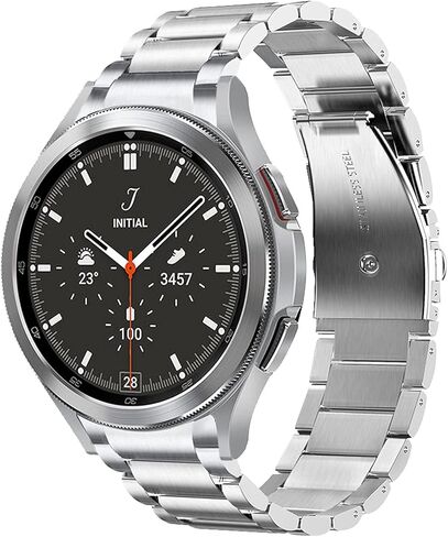KOREDA No Gap Metal Bands Compatible with Samsung Galaxy Watch 7 FE 4 5 6 40mm 44mm/Galaxy Watch 6 Classic 43mm 47mm/Watch 5 Pro 45mm/4 Classic 42mm 46mm, Solid Business Stainless Steel Metal Strap for Men (Silver) in Saudi Arabia