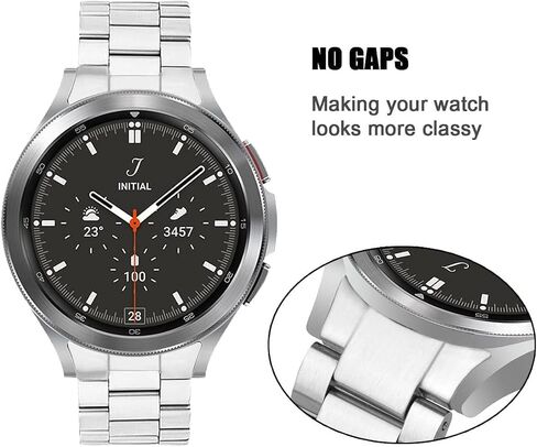 KOREDA No Gap Metal Bands Compatible with Samsung Galaxy Watch 7 FE 4 5 6 40mm 44mm/Galaxy Watch 6 Classic 43mm 47mm/Watch 5 Pro 45mm/4 Classic 42mm 46mm, Solid Business Stainless Steel Metal Strap for Men (Silver) in Saudi Arabia