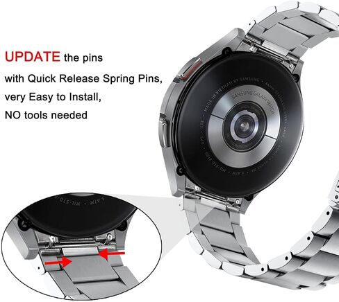 KOREDA No Gap Metal Bands Compatible with Samsung Galaxy Watch 7 FE 4 5 6 40mm 44mm/Galaxy Watch 6 Classic 43mm 47mm/Watch 5 Pro 45mm/4 Classic 42mm 46mm, Solid Business Stainless Steel Metal Strap for Men (Silver) in Saudi Arabia