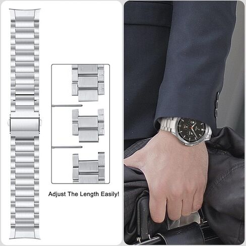 KOREDA No Gap Metal Bands Compatible with Samsung Galaxy Watch 7 FE 4 5 6 40mm 44mm/Galaxy Watch 6 Classic 43mm 47mm/Watch 5 Pro 45mm/4 Classic 42mm 46mm, Solid Business Stainless Steel Metal Strap for Men (Silver) in Saudi Arabia