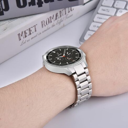 KOREDA No Gap Metal Bands Compatible with Samsung Galaxy Watch 7 FE 4 5 6 40mm 44mm/Galaxy Watch 6 Classic 43mm 47mm/Watch 5 Pro 45mm/4 Classic 42mm 46mm, Solid Business Stainless Steel Metal Strap for Men (Silver) in Saudi Arabia