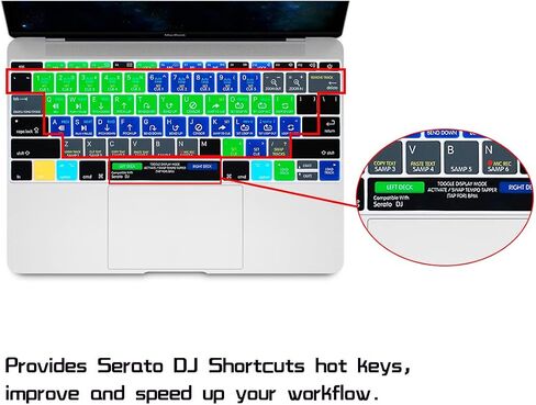 غطاء لوحة مفاتيح من السيليكون HRH Serato DJ Hotkey لجهاز MacBook Pro 13 بوصة A1708 A1988 بدون شريط لمس 2018 2017 إصدار 2016 ولجهاز MacBook 12 بوصة A1534 (2015)&A1931(2018) غلاف حماية بتصميم الولايات المتحدة الأمريكية in Kuwait