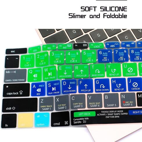 غطاء لوحة مفاتيح من السيليكون HRH Serato DJ Hotkey لجهاز MacBook Pro 13 بوصة A1708 A1988 بدون شريط لمس 2018 2017 إصدار 2016 ولجهاز MacBook 12 بوصة A1534 (2015)&A1931(2018) غلاف حماية بتصميم الولايات المتحدة الأمريكية in Kuwait
