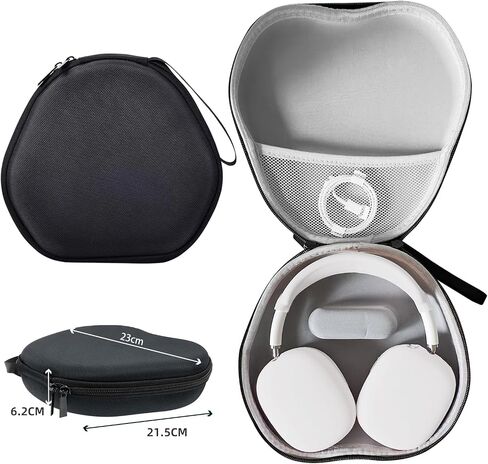Case for Airpods Max Headphones, Hard Organizer Portable Carry Storage Bag, Travel Carrying Case with Silicone Case Cover, Waterproof Storage Bag for AirPods Max (Black Case+Black) in Saudi Arabia