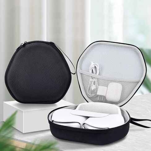 Case for Airpods Max Headphones, Hard Organizer Portable Carry Storage Bag, Travel Carrying Case with Silicone Case Cover, Waterproof Storage Bag for AirPods Max (Black Case+Black) in Saudi Arabia