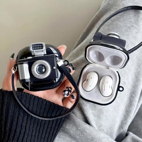 ZOSTLAND Black Galaxy Buds Case,Funny Samsung Earphone Case,Silicone Case Compatible for Samsung Galaxy Buds 2 Pro/Galaxy Buds Pro 2/Galaxy Buds Live/Galaxy Buds FE Case(Camera) in Saudi Arabia