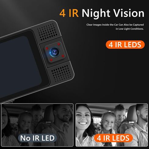 Hikity 10.8 Inch 3 Channel Mirror Dash Cam for Cars, 2K Front Camera, 1080P Inside and Rear View Camera, WiFi Video, App Control, G-Sensor, 24H Parking Monitor, Guide Line, 64G TF Card, Black in Saudi Arabia