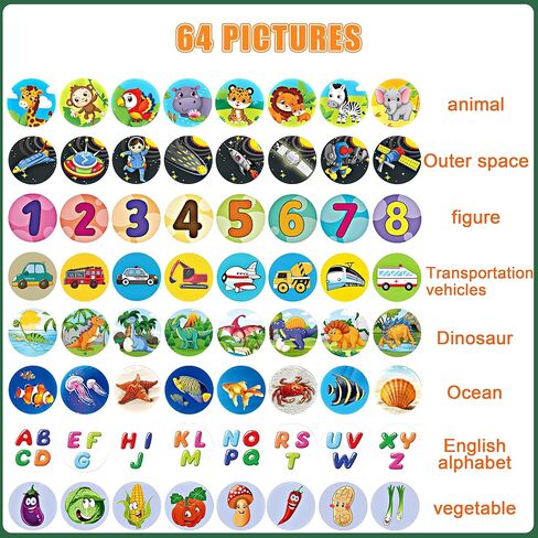 Baby Toddler Toys Educational Projector - Kids Toy Flashlight Projector for Girls and Boys 18M+ with Dinosaurs Numbers 26 Letter Multi-Theme, Great Baby Toy for Learning Nightlight Cognition Bedtime in Kuwait