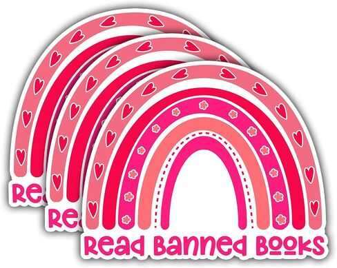 (3pcs) Read Banned Books Sticker for Kindle Laptop Water Bottle, Reading Bookish Sticker Adult Spicy Booktok Funny Aesthetic Book Lover Vinyl Decal - 3x2.5" in Saudi Arabia