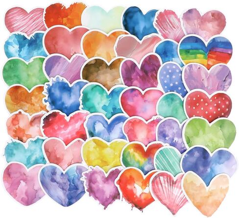 Love Stickers, 50 Pcs Vinyl Cute Heart Stickers for Scrapbookin Multicolor Waterproof Valentine's Day Stickers for Laptop Journaling Water Bottles Phone Case Skateboard Decorations Suitcase Luggage in Saudi Arabia