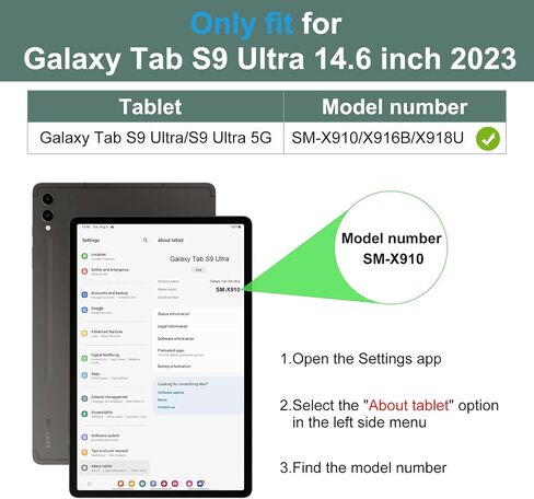DTTO for Samsung Galaxy Tab S10 Ultra / S9 Ultra / S8 Ultra Case 2024/2023/2022, Premium Leather Business Folio Stand Cover with S Pen Holder for 14.6 Inch Tablet, Auto Wake/Sleep, Midnight Green in Saudi Arabia