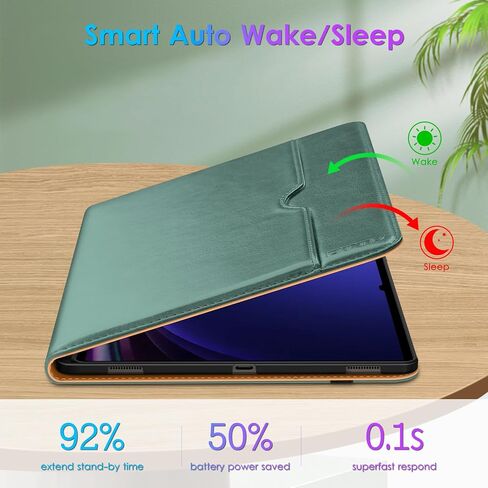 DTTO for Samsung Galaxy Tab S10 Ultra / S9 Ultra / S8 Ultra Case 2024/2023/2022, Premium Leather Business Folio Stand Cover with S Pen Holder for 14.6 Inch Tablet, Auto Wake/Sleep, Midnight Green in Saudi Arabia