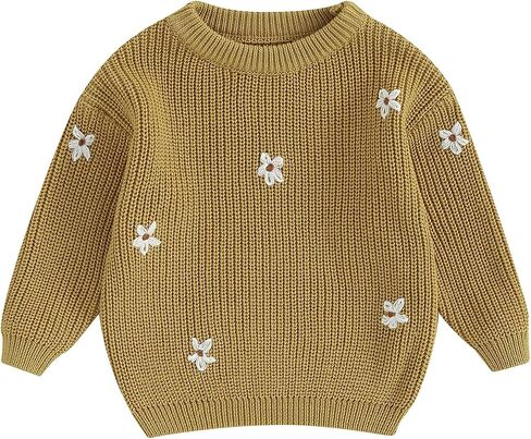 طفلة طفل متماسكة سترة الشتاء الملابس لطيف زهرة Crewneck كم طويل البلوز الوليد الرضع قمم الدافئة in Kuwait
