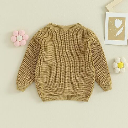 طفلة طفل متماسكة سترة الشتاء الملابس لطيف زهرة Crewneck كم طويل البلوز الوليد الرضع قمم الدافئة in Kuwait