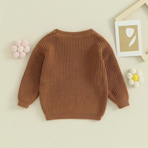 طفلة طفل متماسكة سترة الشتاء الملابس لطيف زهرة Crewneck كم طويل البلوز الوليد الرضع قمم الدافئة in Kuwait
