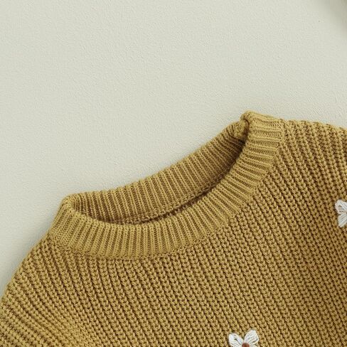 طفلة طفل متماسكة سترة الشتاء الملابس لطيف زهرة Crewneck كم طويل البلوز الوليد الرضع قمم الدافئة in Kuwait