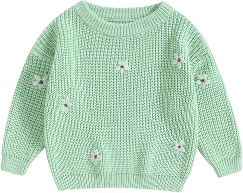 طفلة طفل متماسكة سترة الشتاء الملابس لطيف زهرة Crewneck كم طويل البلوز الوليد الرضع قمم الدافئة in Kuwait