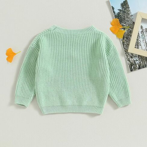 طفلة طفل متماسكة سترة الشتاء الملابس لطيف زهرة Crewneck كم طويل البلوز الوليد الرضع قمم الدافئة in Kuwait